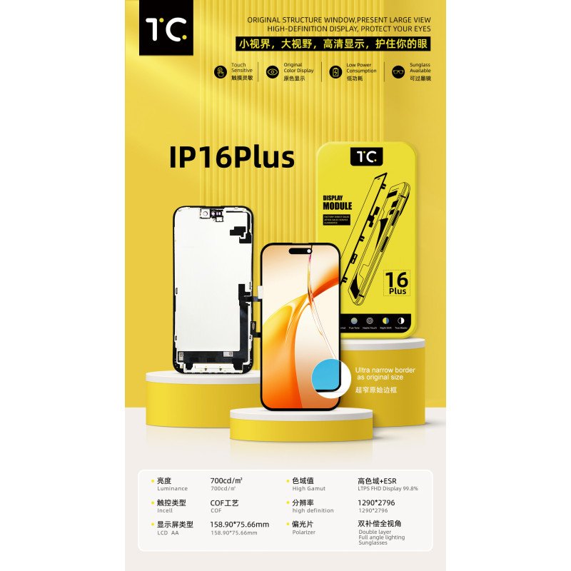 FHD Incell Display for iPhone 16 Plus